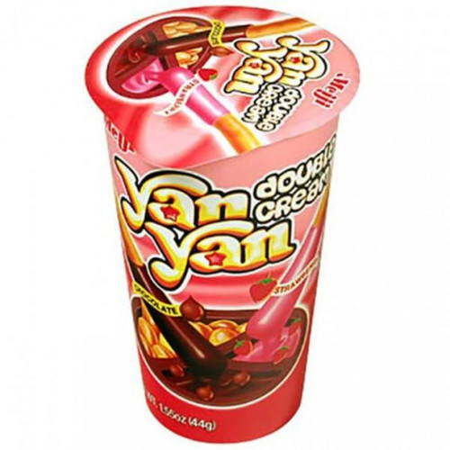 detail Japanese Meiji Yan Yan Chocolate & Strawberry 44 g
